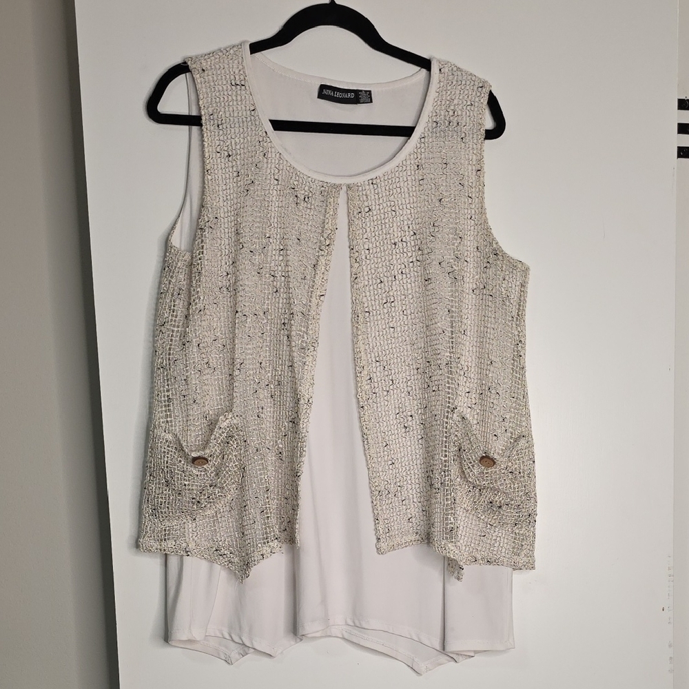 vory Tweed-Look Layered Sleeveless Top